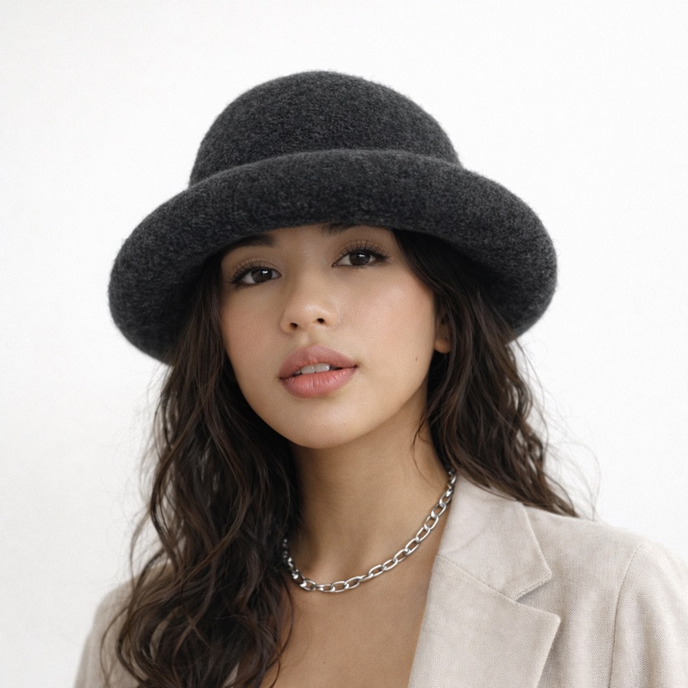 Betmar Vintage Charcoal Gray‎ Wool Knit Bowler Hat Sz. S/M